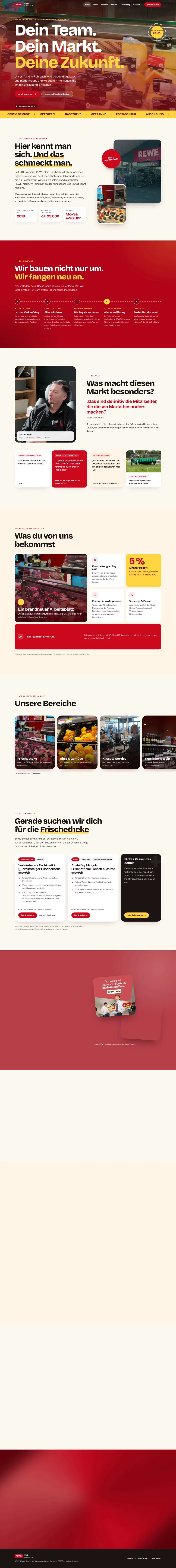 Vollständige Startseite der REWE-Klein-Website